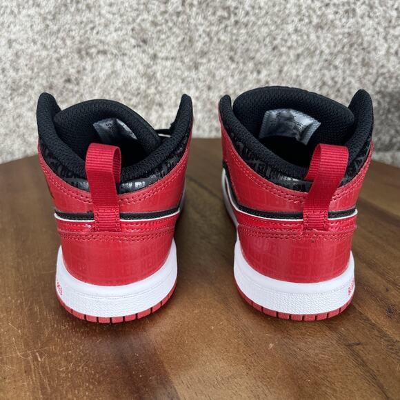 Size 9c - New Air Jordan 1 Mid SS TD Bred Black Gym Red White Toddler DM9649 001 - Picture 6 of 12